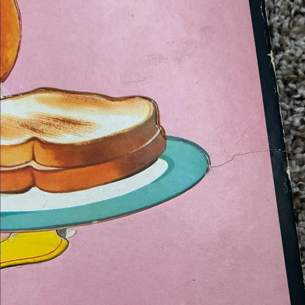 Vintage Whitman 50s Pink Healthy Breakfast Illustration Puzzle